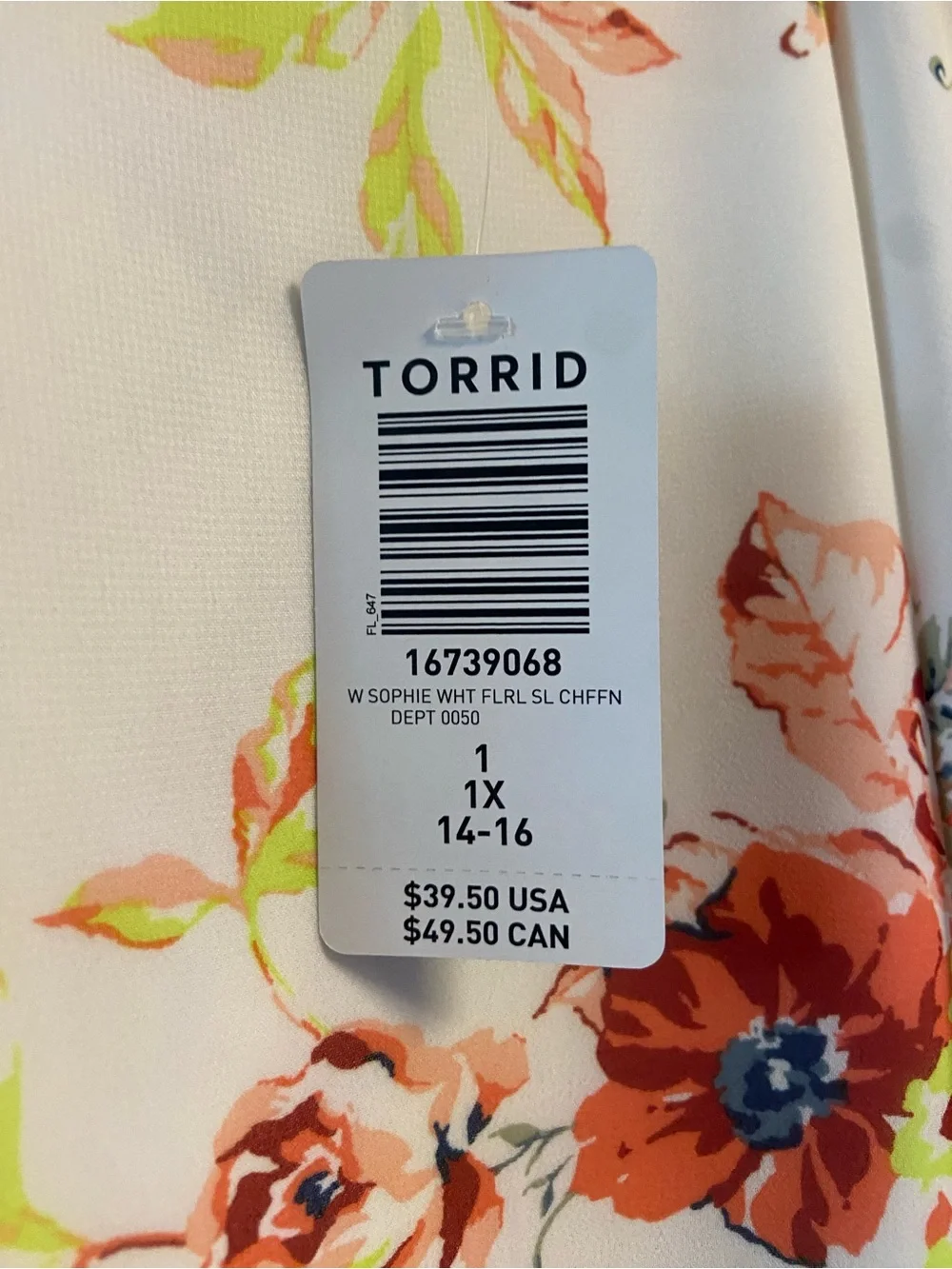 NWT Torrid Sophie Chiffon White and Floral Cami | Size 1X (14/16) - Picture 4 of 9